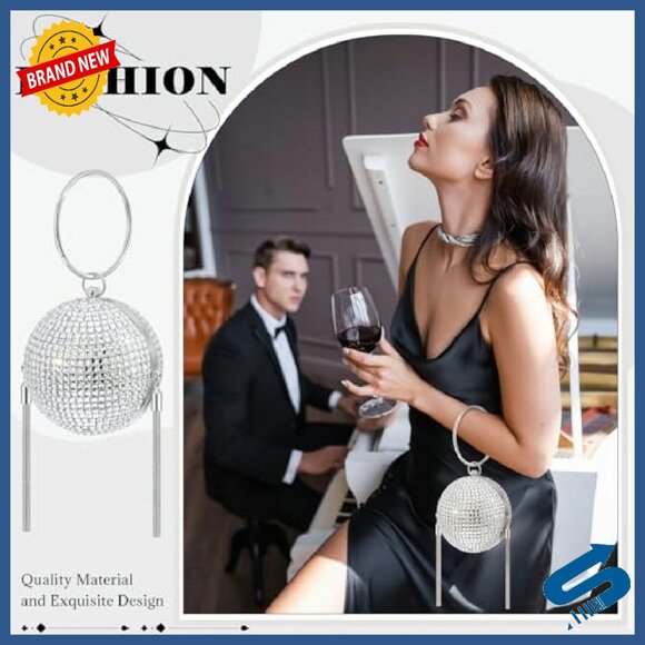 Crystal Rhinestone Disco Ball Clutch Crossbody Evening Party Purse